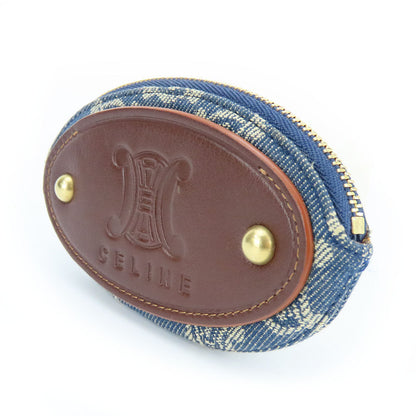 CELINE Coin case Denim, Leather blue Macadam Women