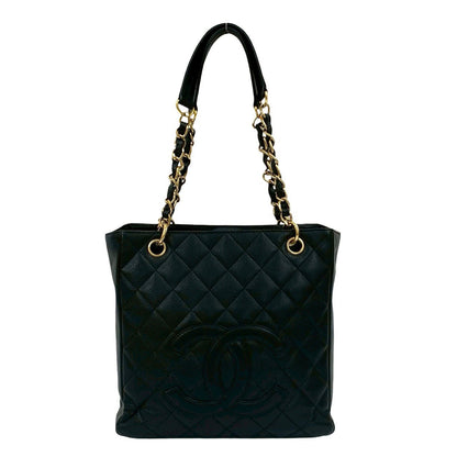CHANEL Tote Bag Matt caviar skin black PST