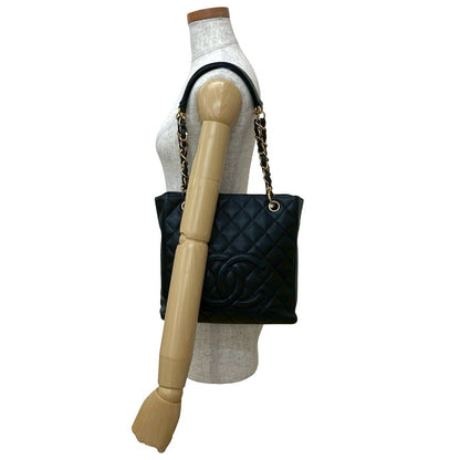CHANEL Tote Bag Matt caviar skin black PST