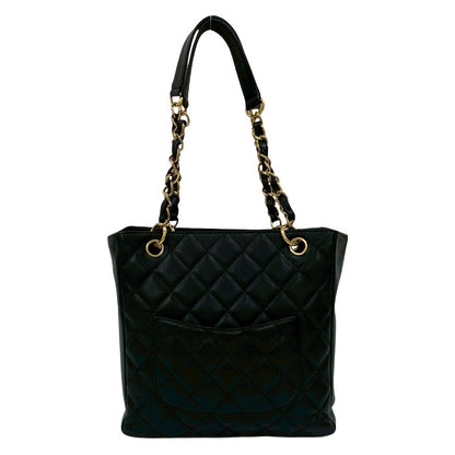 CHANEL Tote Bag Matt caviar skin black PST