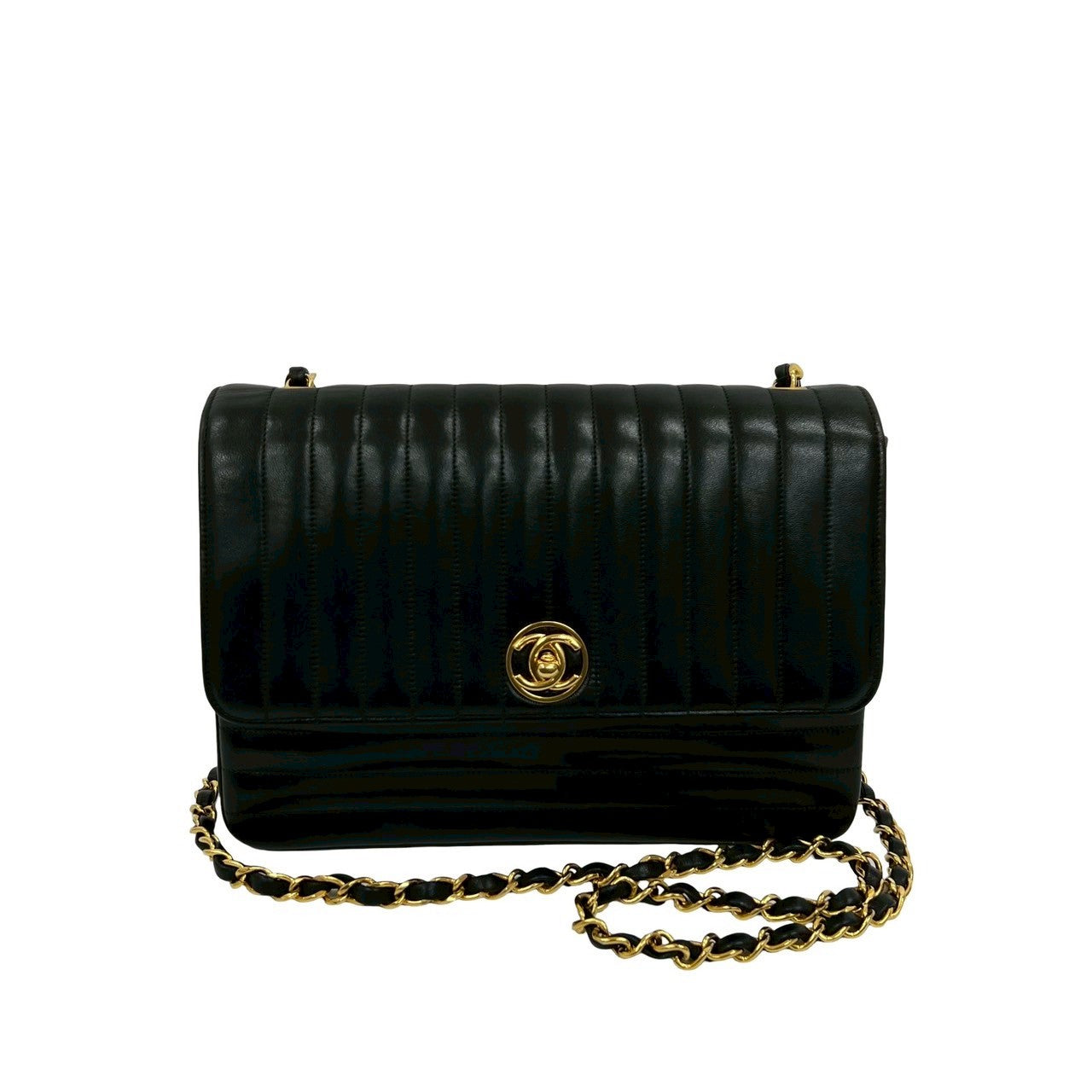 CHANEL Shoulder Bag lambskin black Mademoiselle