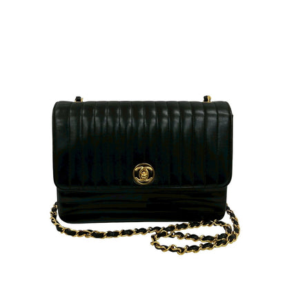CHANEL Shoulder Bag lambskin black Mademoiselle