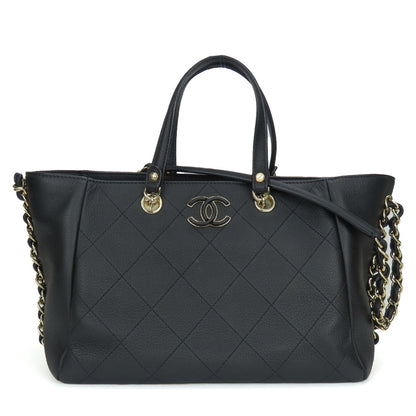 CHANEL Handbag AS0355 Calfskin black Matrasse Small shopping bags