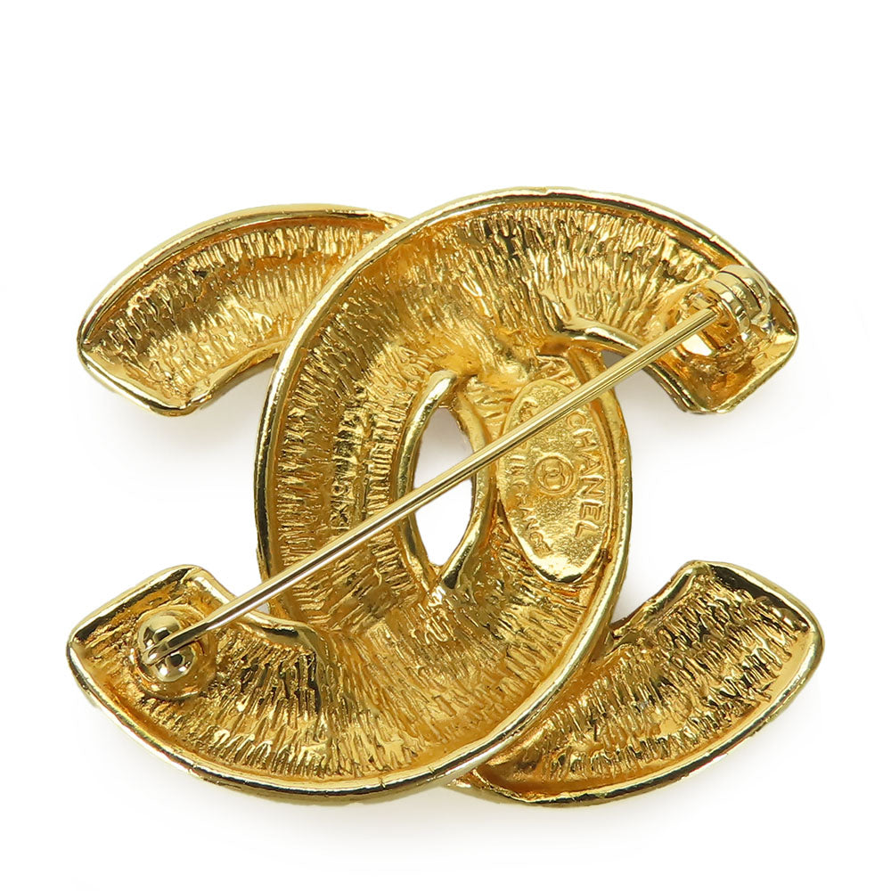 CHANEL Brooch metal gold Matelasse stitch