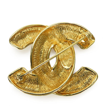 CHANEL Brooch metal gold Matelasse stitch