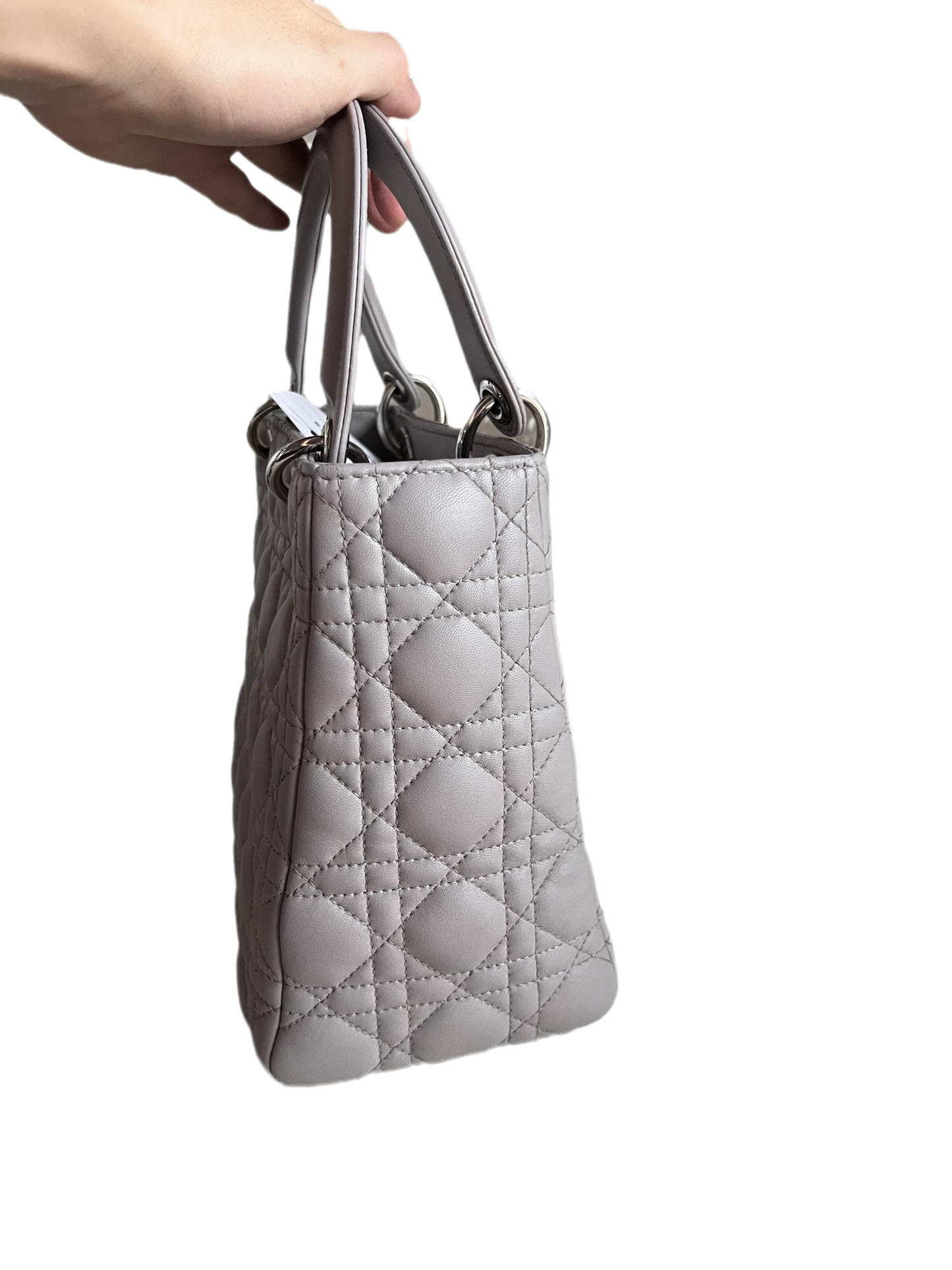 Lady Dior Grey Cannage Leather Medium no strap