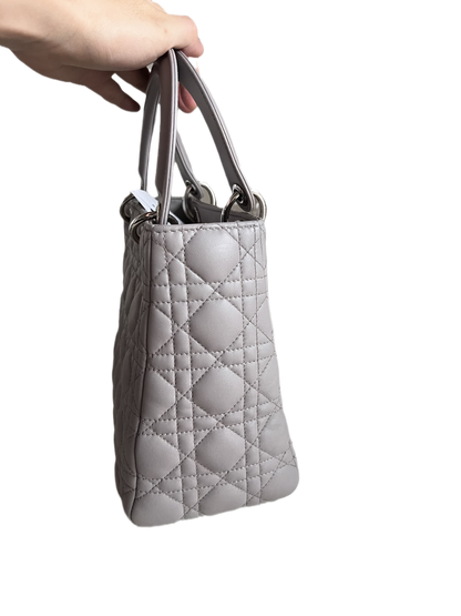 Lady Dior Grey Cannage Leather Medium no strap