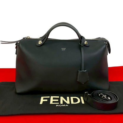 FENDI Shoulder Bag leather black By the way large