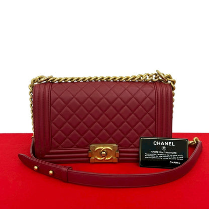 CHANEL Shoulder Bag lambskin Red Boy chanel