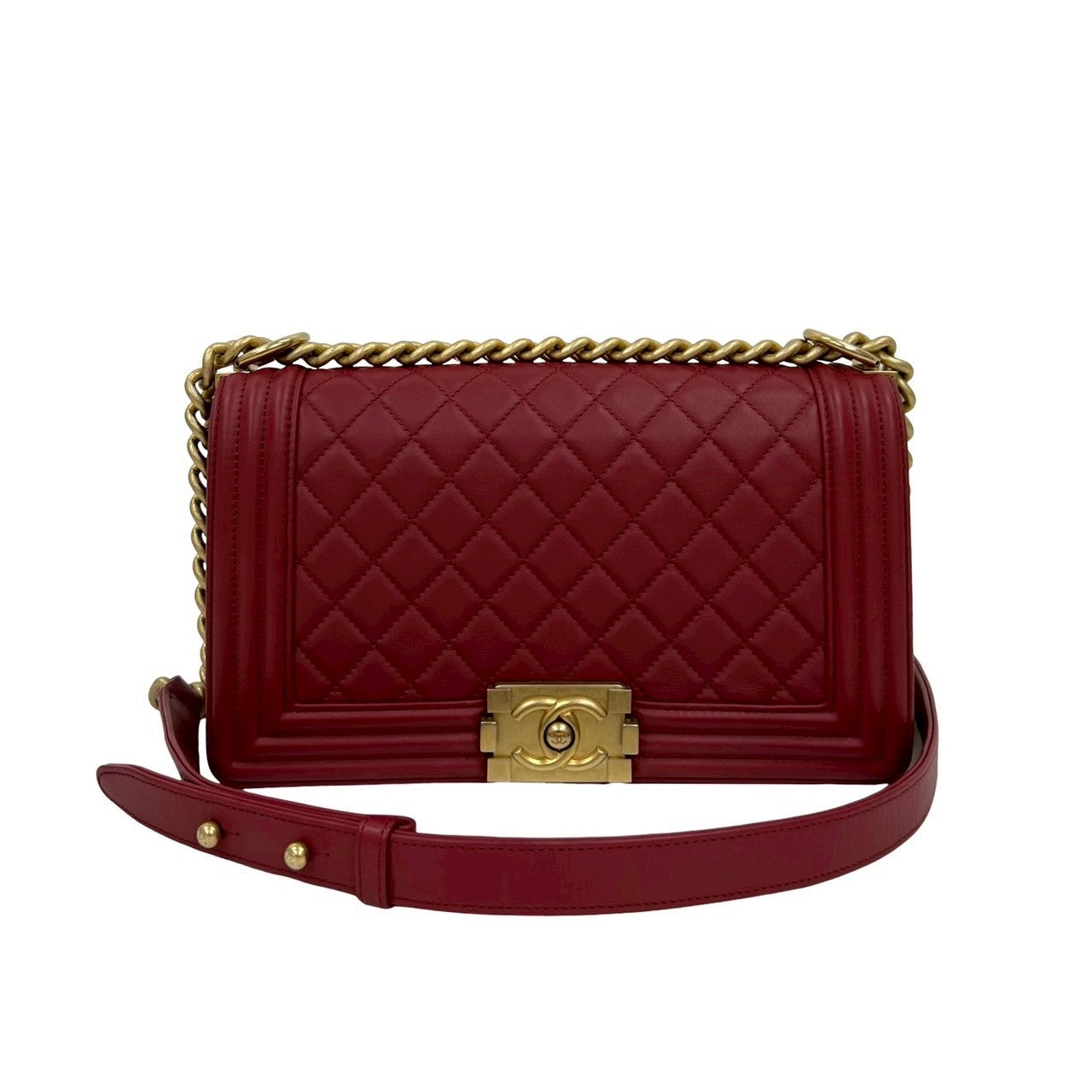 CHANEL Shoulder Bag lambskin Red Boy chanel