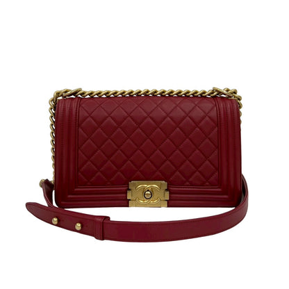 CHANEL Shoulder Bag lambskin Red Boy chanel