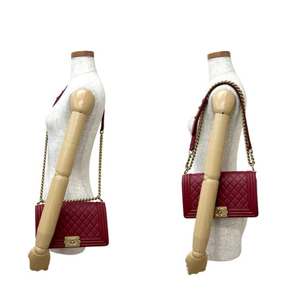 CHANEL Shoulder Bag lambskin Red Boy chanel