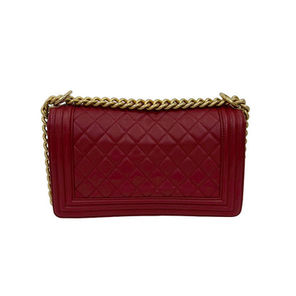 CHANEL Shoulder Bag lambskin Red Boy chanel