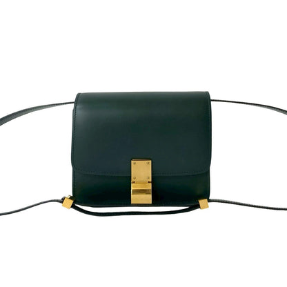 CELINE Shoulder Bag leather green Classic box small