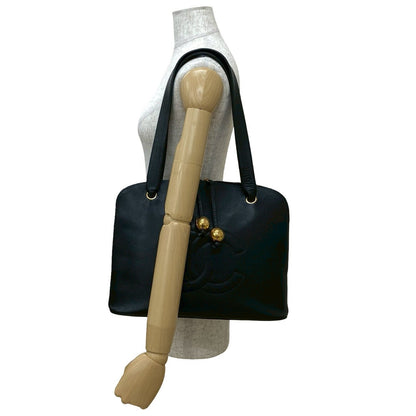 CHANEL Shoulder Bag Matt caviar skin black