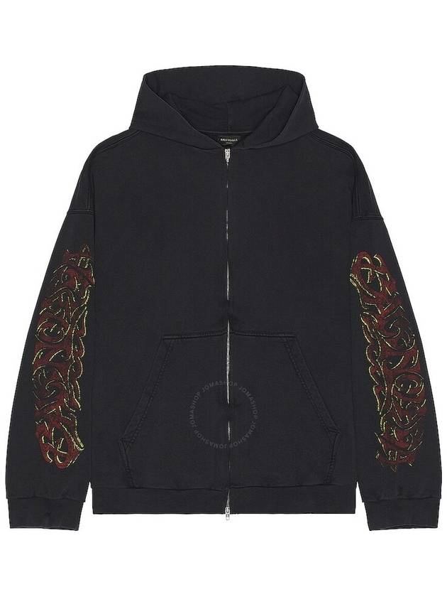 Luxury Balenciaga Trending 2025 Offshore Medium Fit Zip-Up Hoodie Black Faded