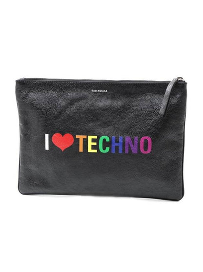 Luxury Balenciaga Trending 2025 I Love Techno Clutch Bag Black