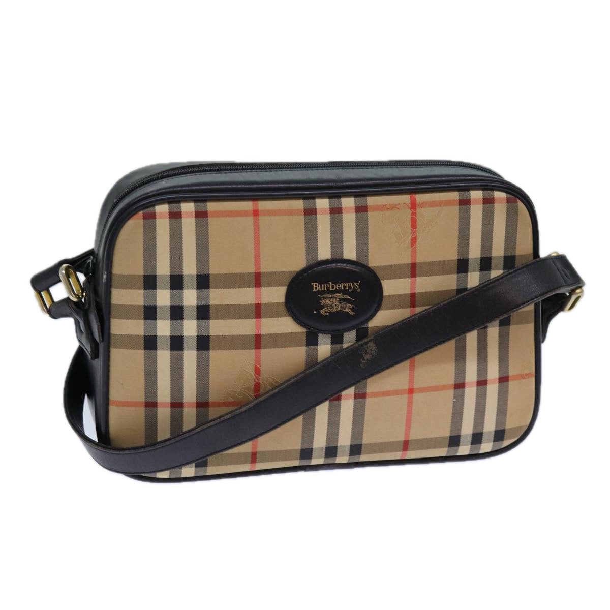 Luxury BurberrySs Nova Check Shoulder Bag Canvas Beige Auth 83237
