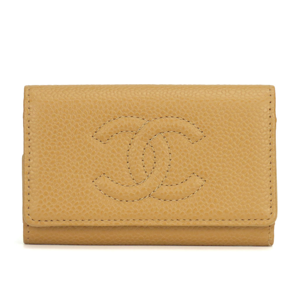 CHANEL Key case Key holder  Caviar skin beige Women