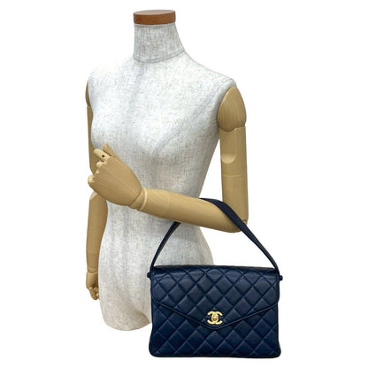 CHANEL Handbag lambskin Navy Matrasse