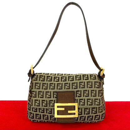 FENDI Shoulder Bag canvas Brown Mamma Bucket