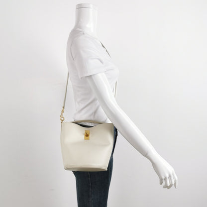 Celine 16 Bucket Bag White Calfskin Leather Crossbody Bag