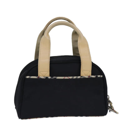 Luxury Burberry Nova Check Hand Bag Nylon Black Auth 83319