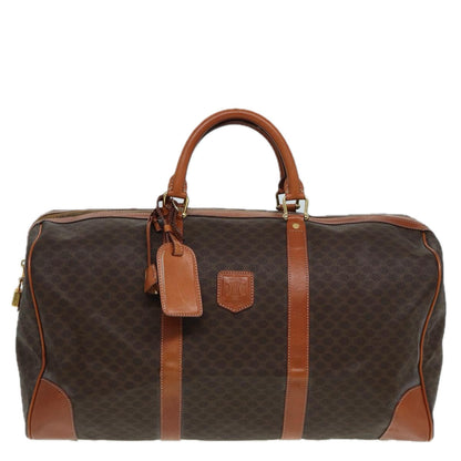 Luxury CELINE Macadam Canvas Boston Bag PVC Leather Brown  83386