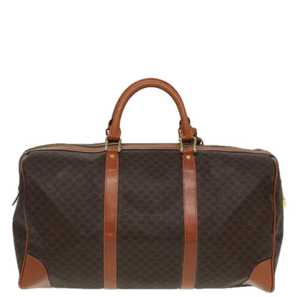Luxury CELINE Macadam Canvas Boston Bag PVC Leather Brown  83386