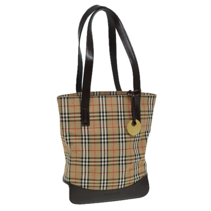 Luxury Burberry Nova Check Tote Bag Canvas Beige Auth 83420