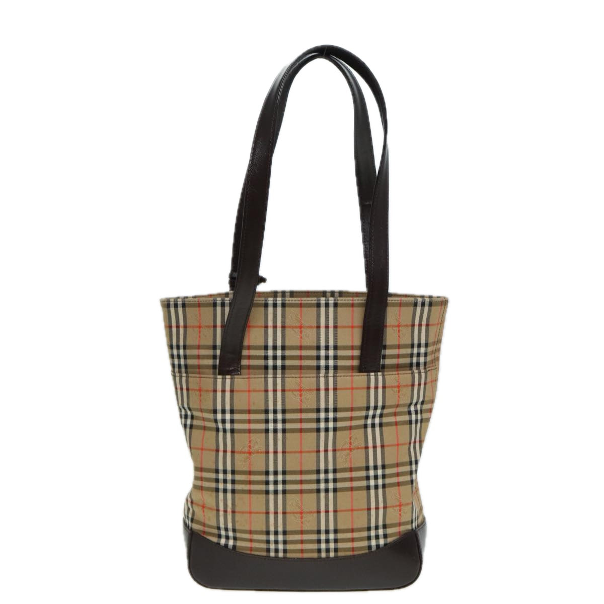 Luxury Burberry Nova Check Tote Bag Canvas Beige Auth 83420
