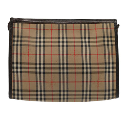 Luxury BurberrySs Nova Check Clutch Bag Canvas Beige Auth 83452
