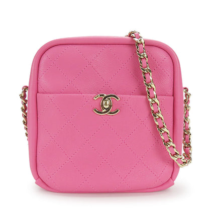 CHANEL Shoulder Bag leather pink Matrasse