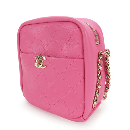 CHANEL Shoulder Bag leather pink Matrasse
