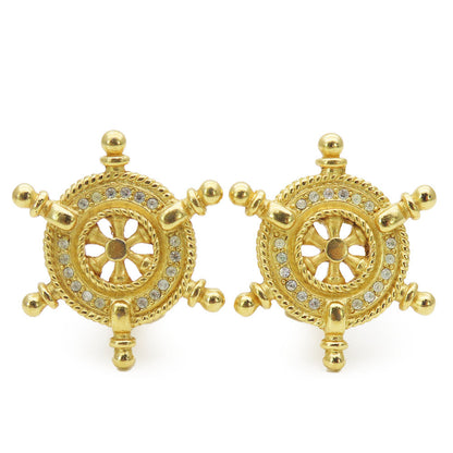 Christian Dior Earring Metal, Rhinestone gold Marin Women