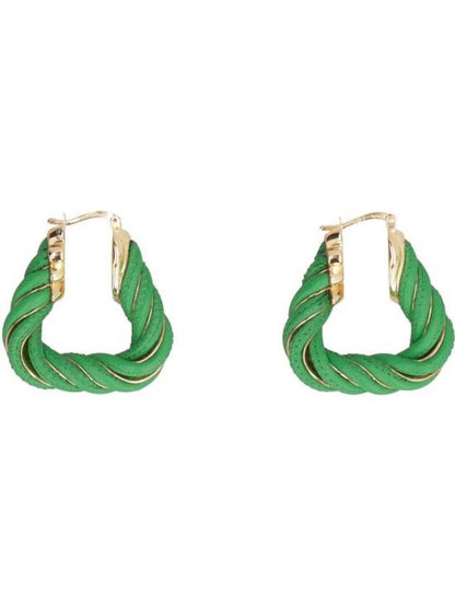 Luxury Bottega Veneta Twisted Triangle Hoop Earrings Green