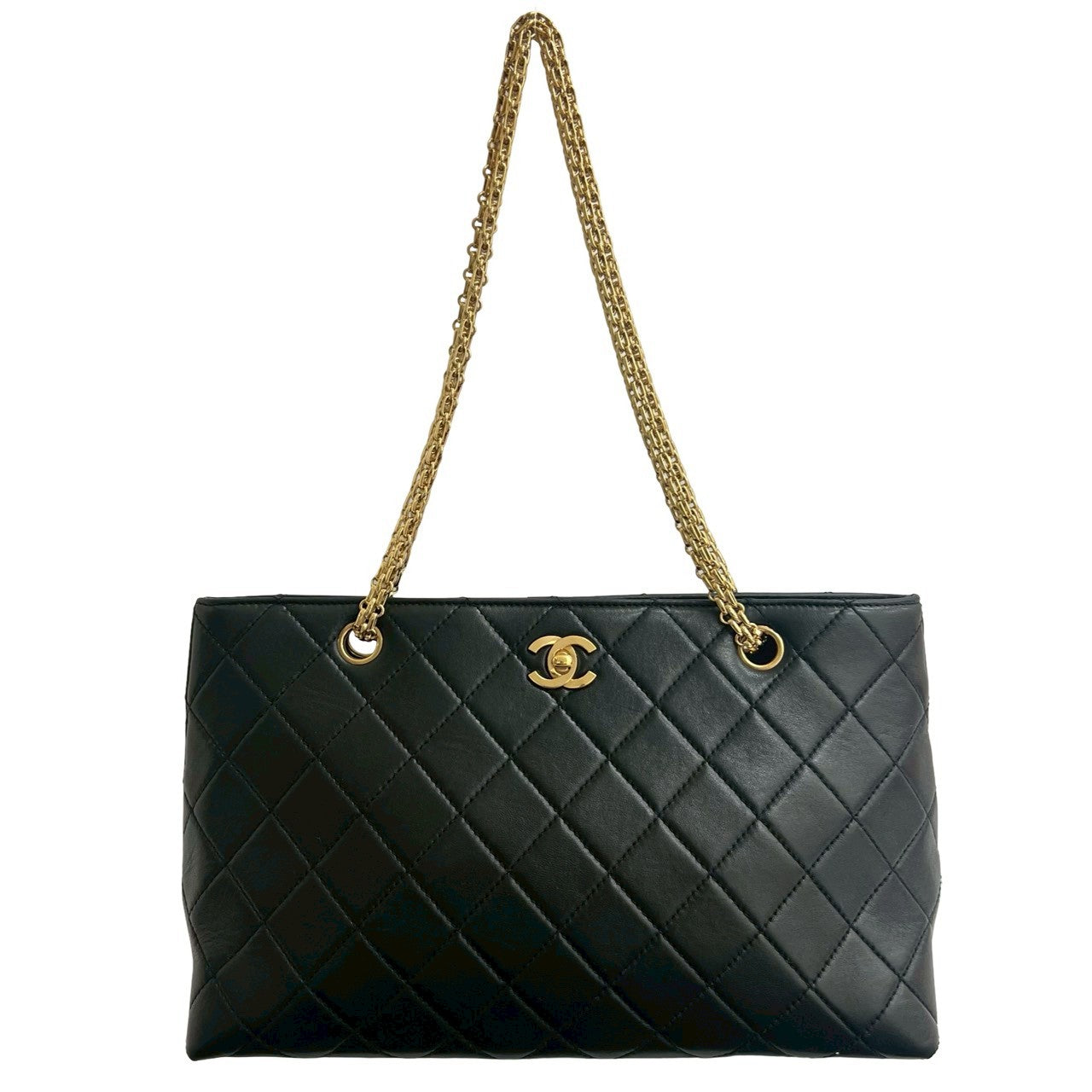 CHANEL Tote Bag lambskin black Matrasse