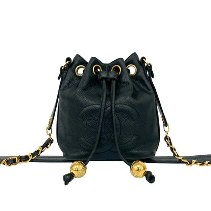 CHANEL Shoulder Bag Matt caviar skin black