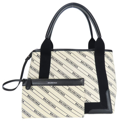BALENCIAGA Handbag 339933 canvas off white Navy kabas