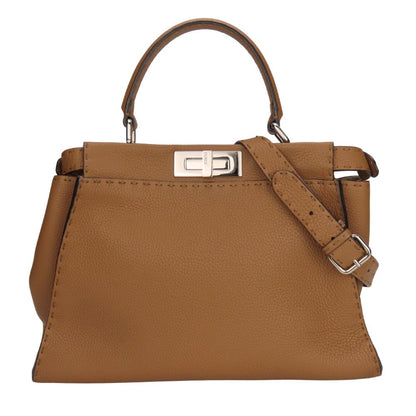 FENDI Handbag 8BN290 leather Brown Celeria Peekaboo Women