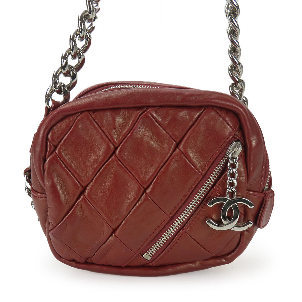 CHANEL Shoulder Bag lambskin Bordeaux quilting Women