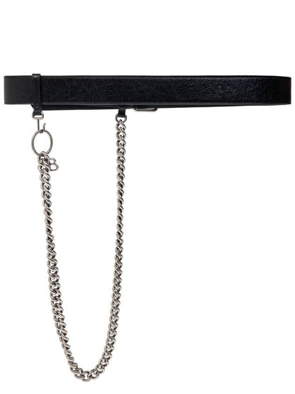 Luxury Balenciaga Trending 2025 Luxury Balenciaga Trending 2025 Leather Belt With Chain, Men's, Black