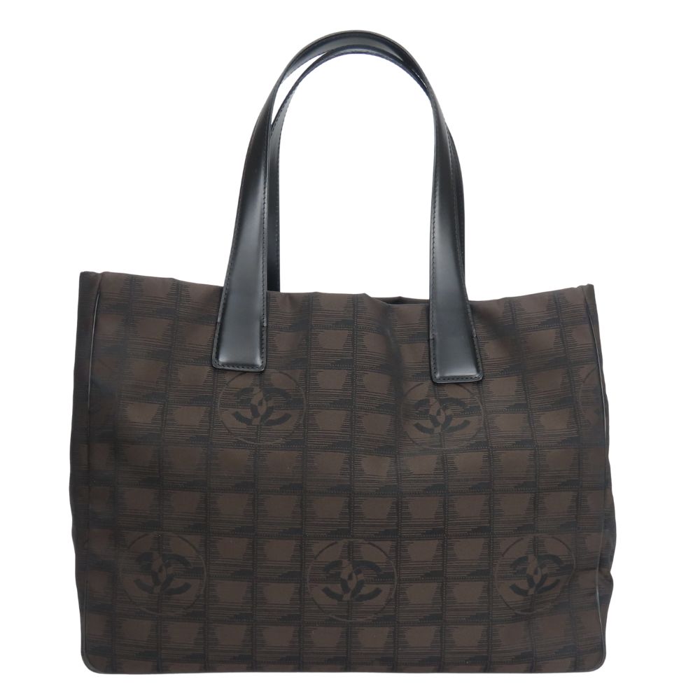 CHANEL Tote Bag Jacquard nylon Marron New travel line MM Women