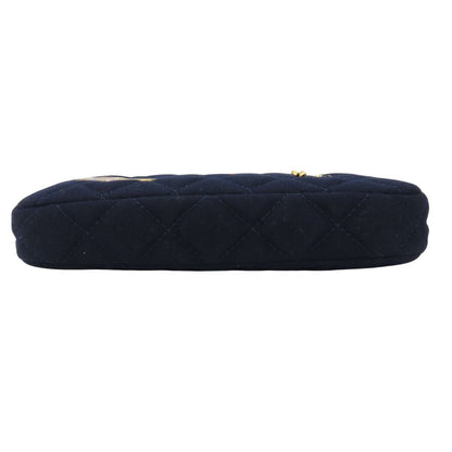 CHANEL Shoulder Bag Cotton, Leather Navy Marin Women