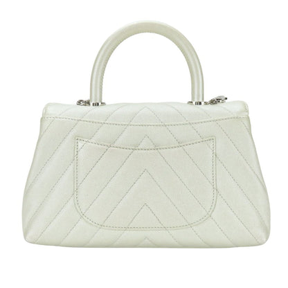 CHANEL Handbag Caviar skin Pearl white COCO Mark Coco Handle XS Women