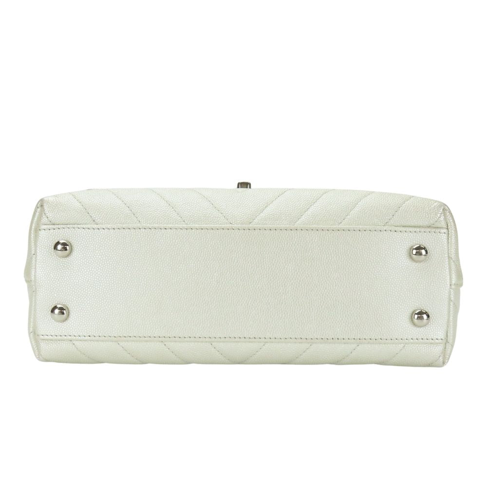 CHANEL Handbag Caviar skin Pearl white COCO Mark Coco Handle XS Women