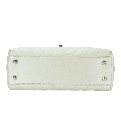 CHANEL Handbag Caviar skin Pearl white COCO Mark Coco Handle XS Women