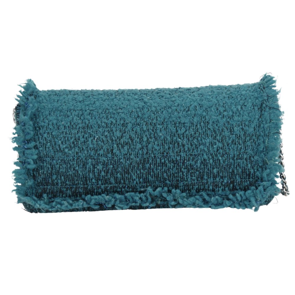 CHANEL Shoulder Bag tweed blue Chain
