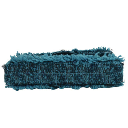 CHANEL Shoulder Bag tweed blue Chain