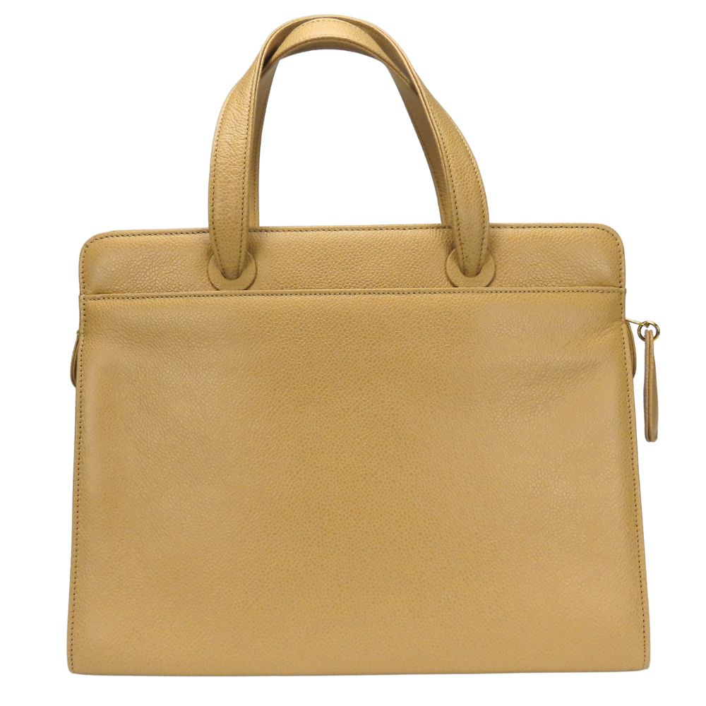 CHANEL Handbag Caviar skin beige logo Women